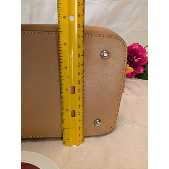 Colab Tan Leather Crossbody Tote Bag With Detachable Strap & Zipper Closure - Picture 8 of 15